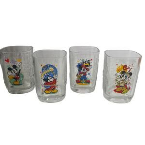 McDonald Disney Mickey Mouse Millennium 2000 Happy Meal Glasses Complete Set 4